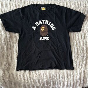 Bape - A Bathing Ape Black Mens College Short Sleeve Tee XL Authentic